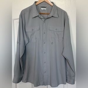 Columbia Omni-Shade Men’s L Lightweight Outdoor Shirt Tan Gray